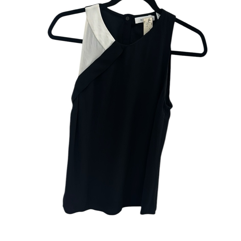NWT A.L.C. Black Cream Sleeveless silk office career classic Top size 6